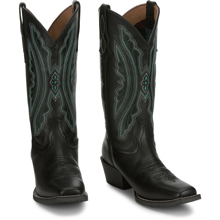Rae 12" Western Boot in midnight black.